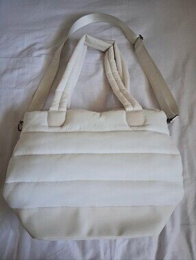 LOLE WHITE QUILTED TOTE BAG WITH SHOULDER STRAP